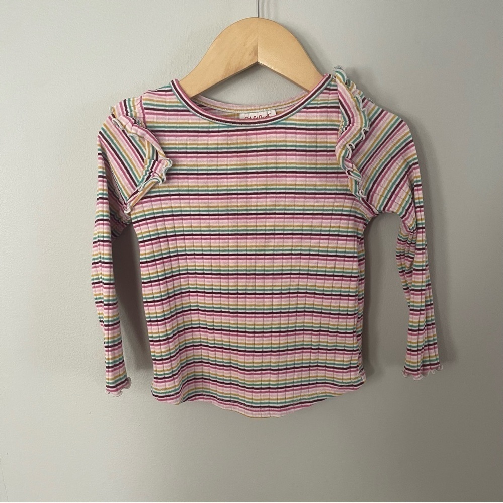 ☀️Cat & Jack girls 3T Rainbow Stripe Long Sleeve Top